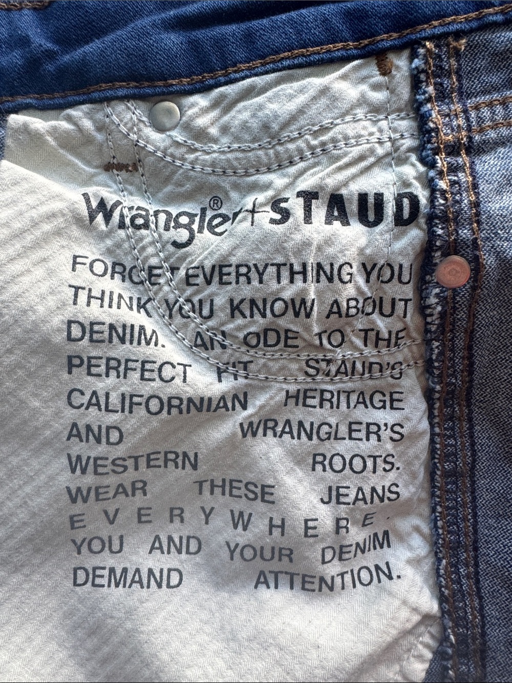 STAUD x Wrangler Denim The Bikini Jean Dark Rinse Size 25 X 34 - Picture 14 of 16